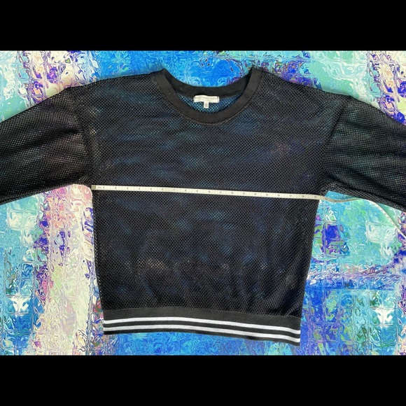 Truly Madly Deeply Black Mesh Long Sleeve Top Size Large - Picture 3 of 4